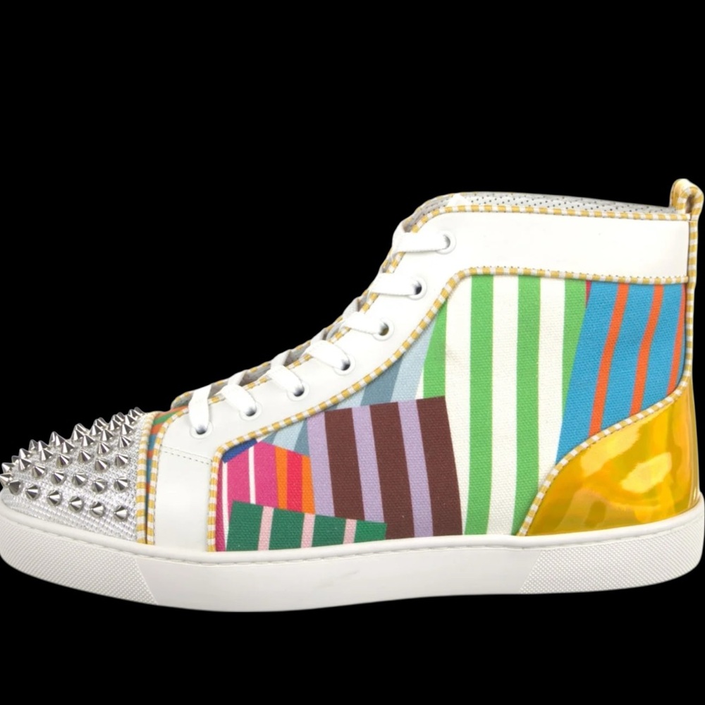Colorful High-Top Sneakers with Silver Studs